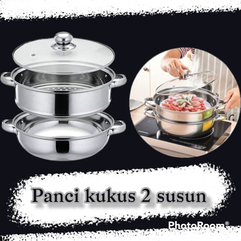 panci kukus 2 susun/panci kukus 2 tingkat/panci kukus 2 tingkat stainless/panci kukus 2 tingkat stai