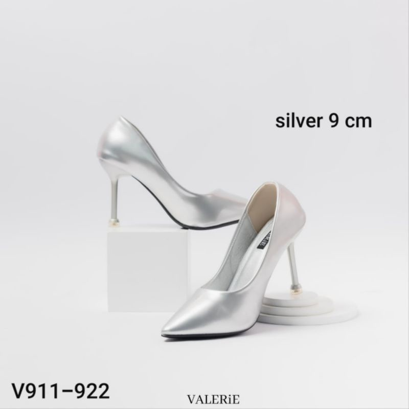 Valerie sepatu heels glossy polos V911-922 SIZE 35-39-silver 35