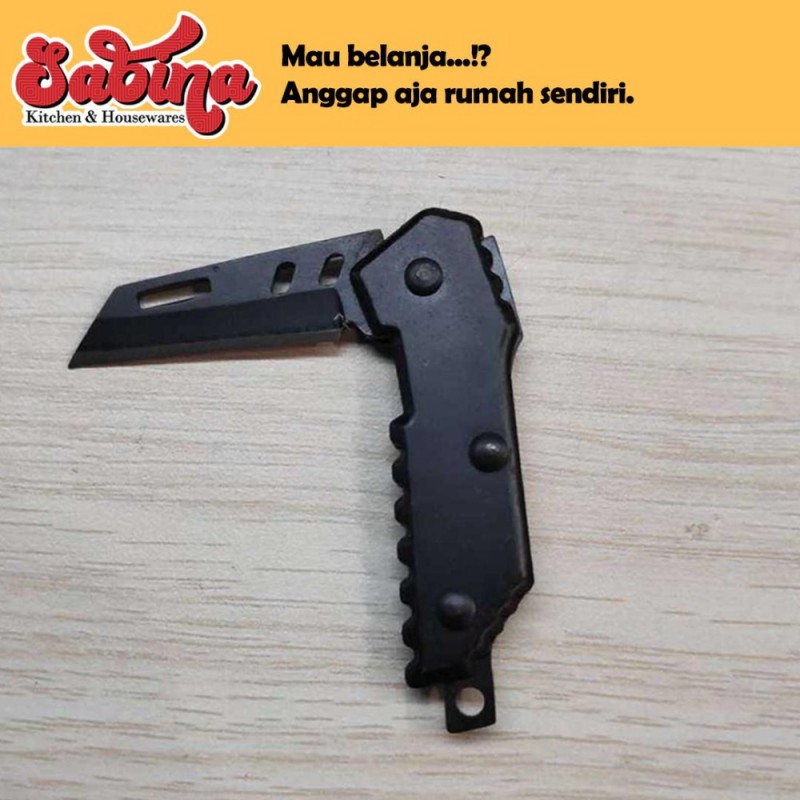 B-2 Bomber Pisau Saku Lipat Mini Portable Keychain Survival Hitam