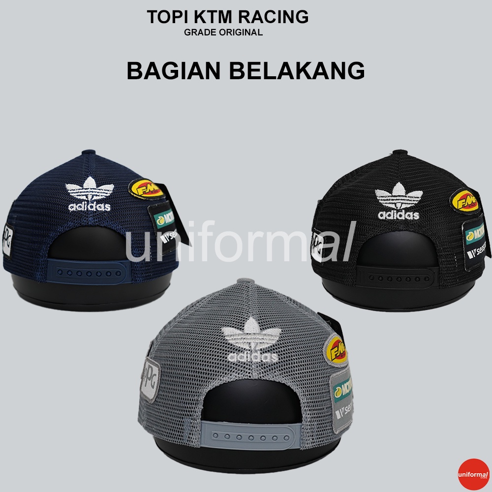 Topi Snapback KTM Trucker Motocross Grade ORIGINAL, Topi Hip Hop Podium Jaring Trail Racing Motor Cross Cap GoPro Troy Lee Designs Abu Hitam, Pria Dewasa Ori Distro Murah Premium Import 100% Anak Laki Laki Wanita Unisex Bordir Polos