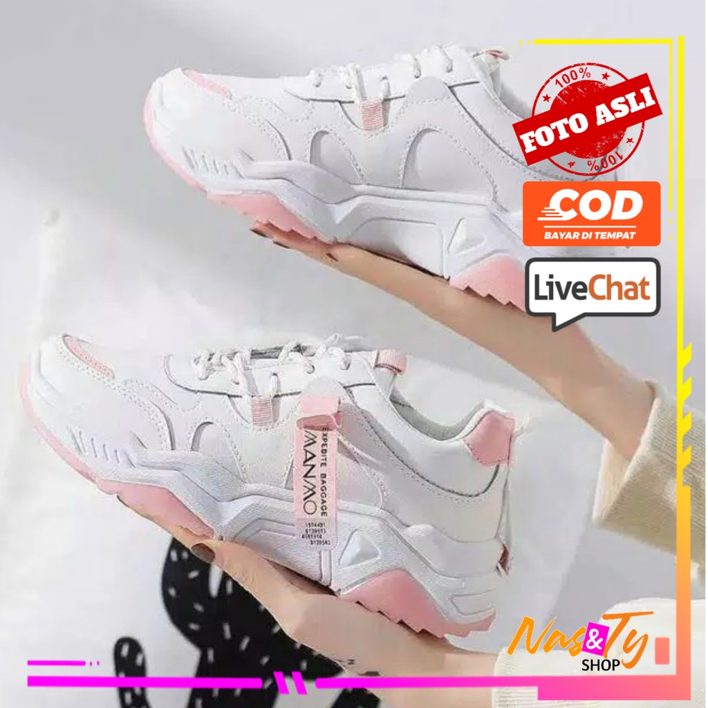 Sepatu sneakers wanita import korea putih murah jintu sekolah 700