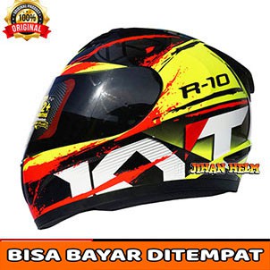 HELM KYT/HELM KYT FULL FACE R10 #2 YELLOW FLUO RED BLACK TERMURAH
