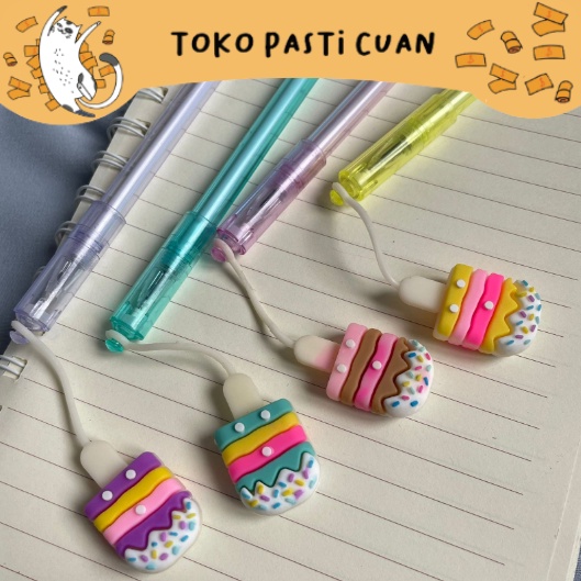 

pulpen pen gantungan es krim tinta hitam keperluan anak sekolah pena eskrim unik lucu bolpen fancy imut bisa COD termurah import