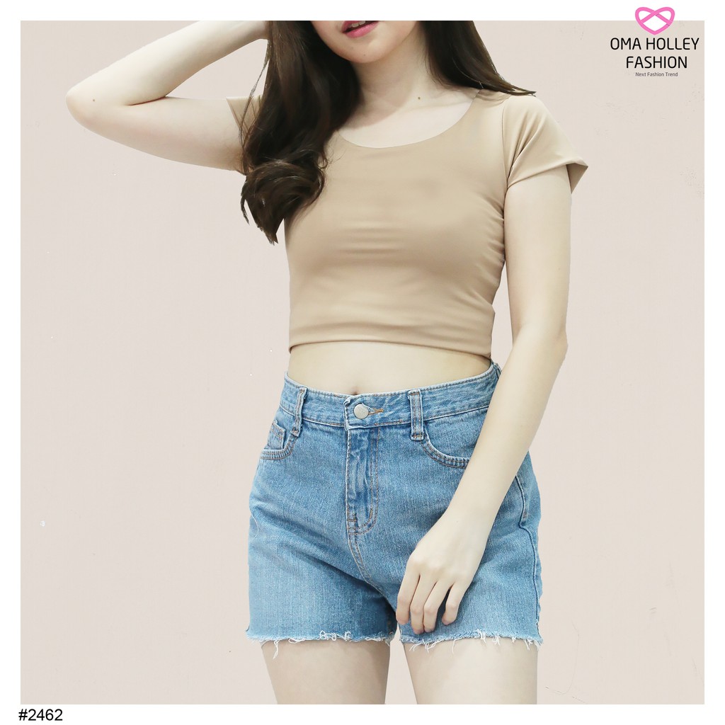 (COD) OH Fashion Kaos Olivia Low Neck Crop Top #2462