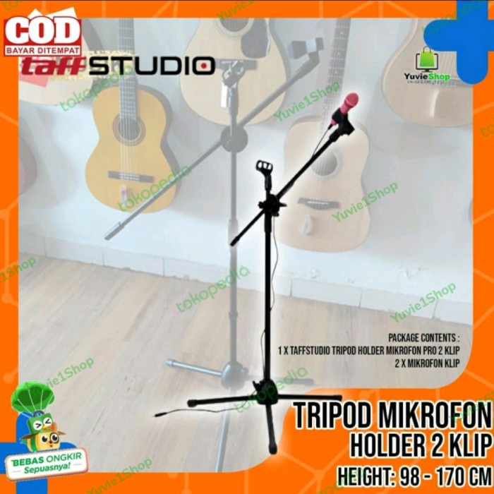 TRIPOD STAND HOLDER MIKROFON PRO 2 KLIP PENJEPIT MIC