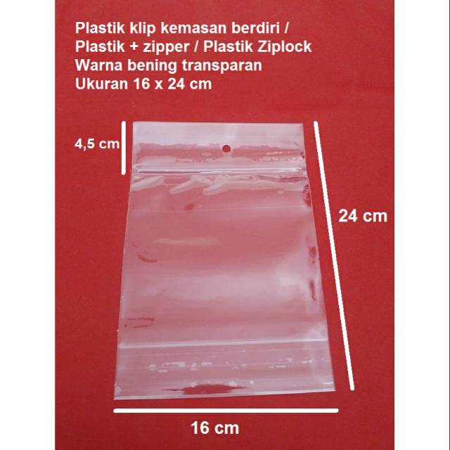 Standing Pouch Plastik klip clip kemasan berdiri 16x24 cm plastik + zipper / plastik ziplock