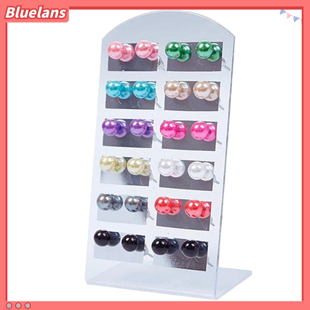 12 Pasang Anting Stud Bentuk Bola Mutiara Tiruan Untuk Wanita