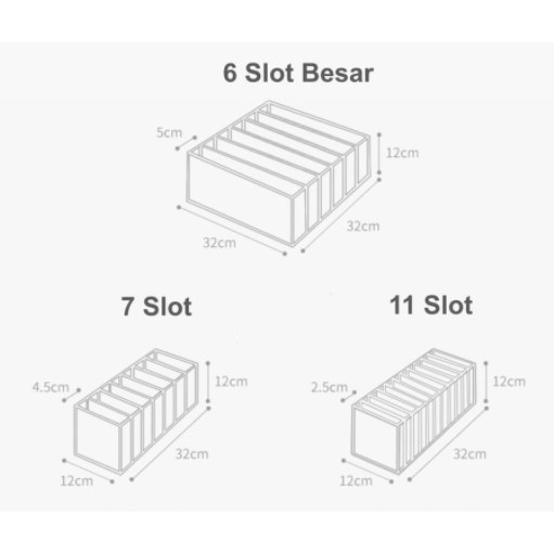 F139 Set Underware Storage Box 3 in 1 Tempat Penyimpanan Pakaian Dalam