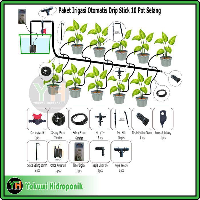 Irigasi Air | Paket Irigasi Otomatis Drip Stiick 10 Pot