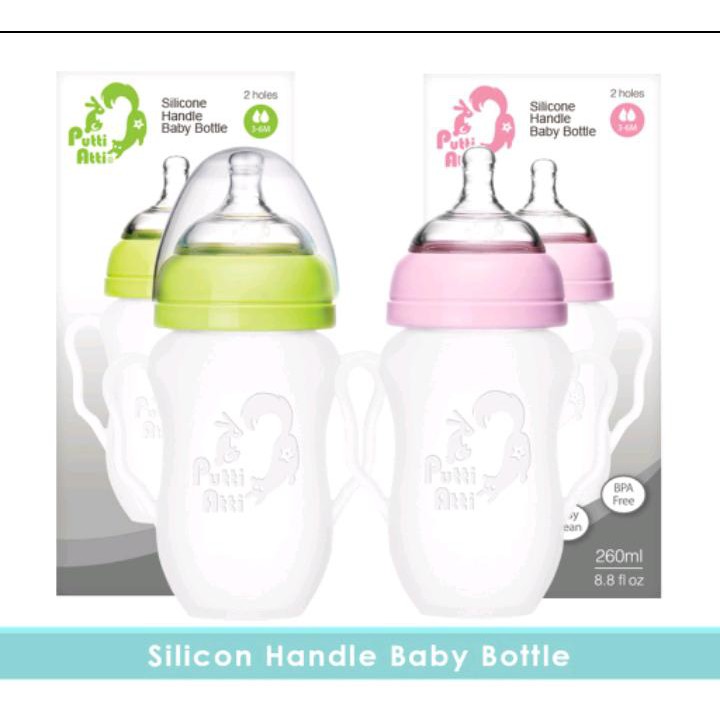 Putti Atti Silicone Handle Baby Bottle 260ml ( Botol Susu )