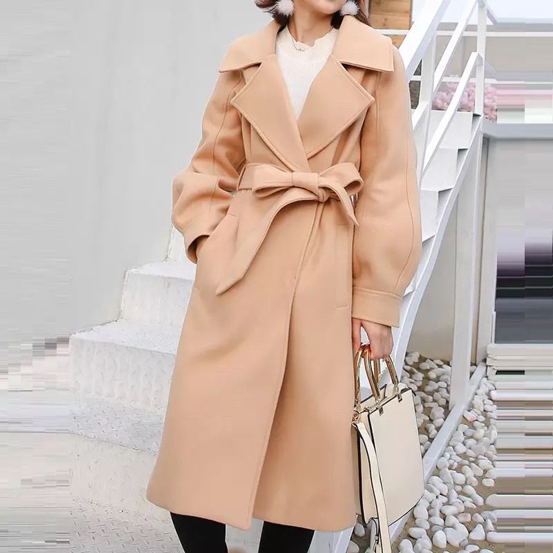 Women Wrap Coat Korea Mantel Panjang Wanita