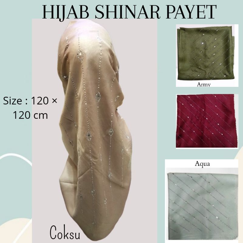 Hijab Sinar Payet - Segi Empat Payet - Hijab Pesta - Segi Empat Motif Payet