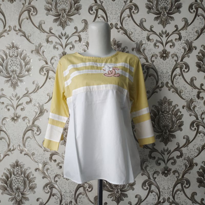 BAJU BLOUSE / BAJU BLUS MOTIF GARIS /  BAJU ATASAN 2 KOMBINASI WARNA