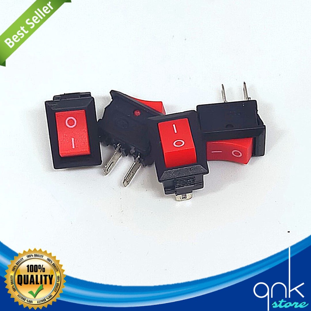 Swith Saklar Merah Hitam Mini Kotak on-off 2 kaki /2 pin tanpa lampu