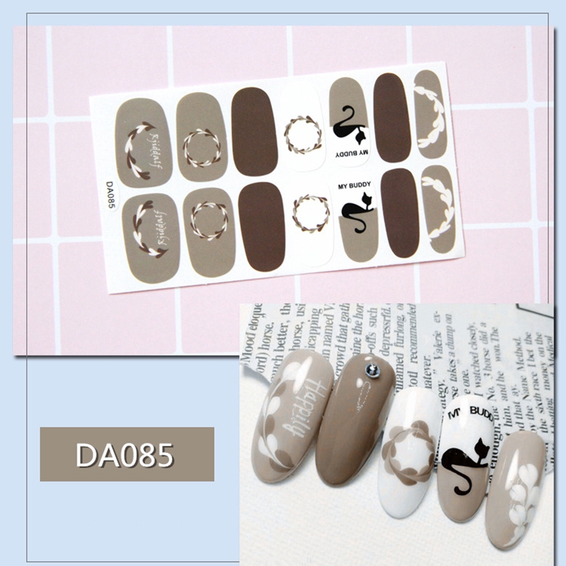 Da081-100 14pcs/lembar Stiker Kuku Palsu 3d Bronzing Untuk Nail Art Diy