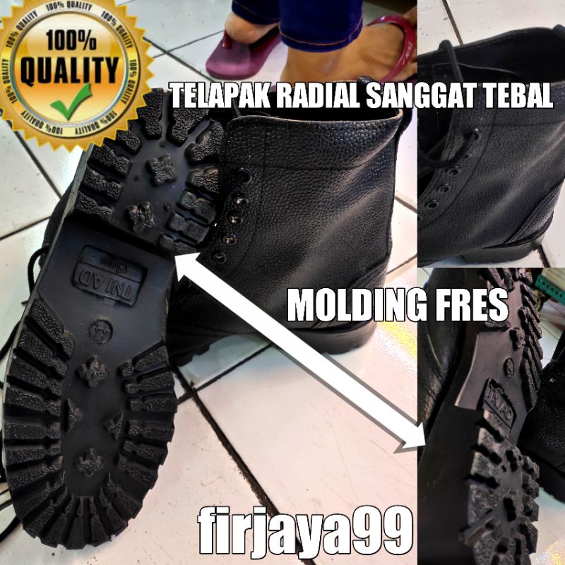 sepatu pdl kulit jeruk tni ad /jh original