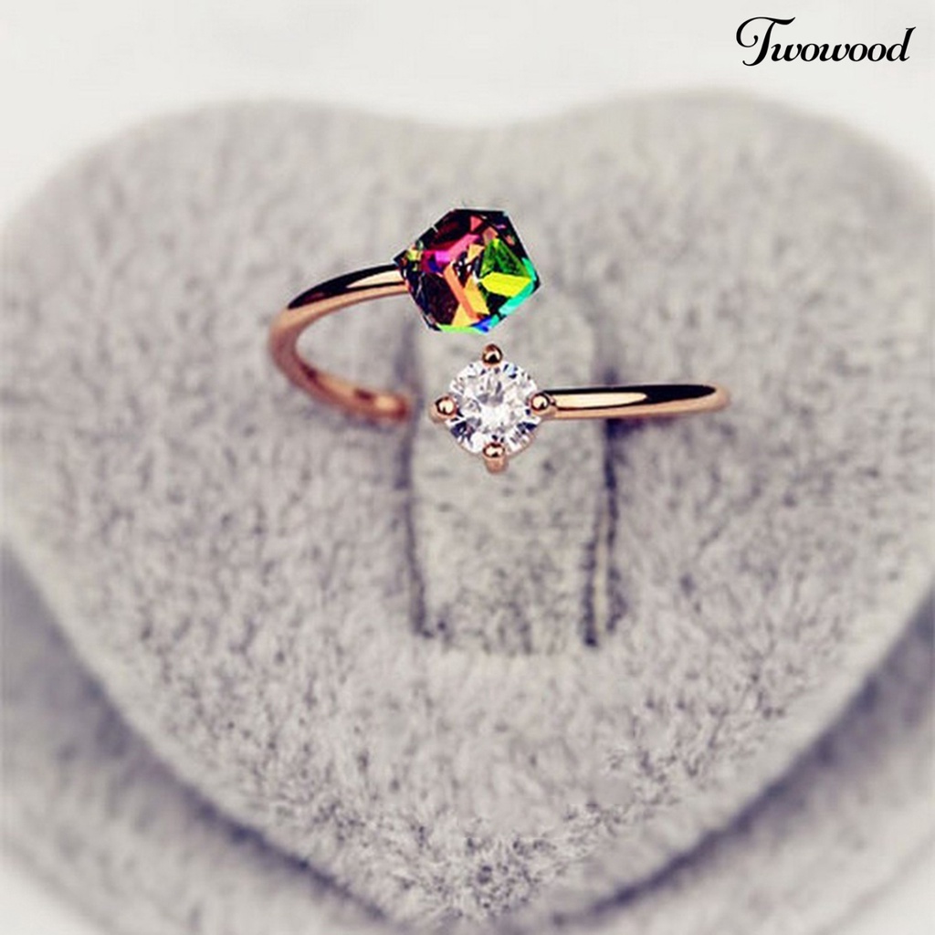 Cincin Berlian Imitasi Warna-Warni Bahan Alloy Untuk Pertunangan