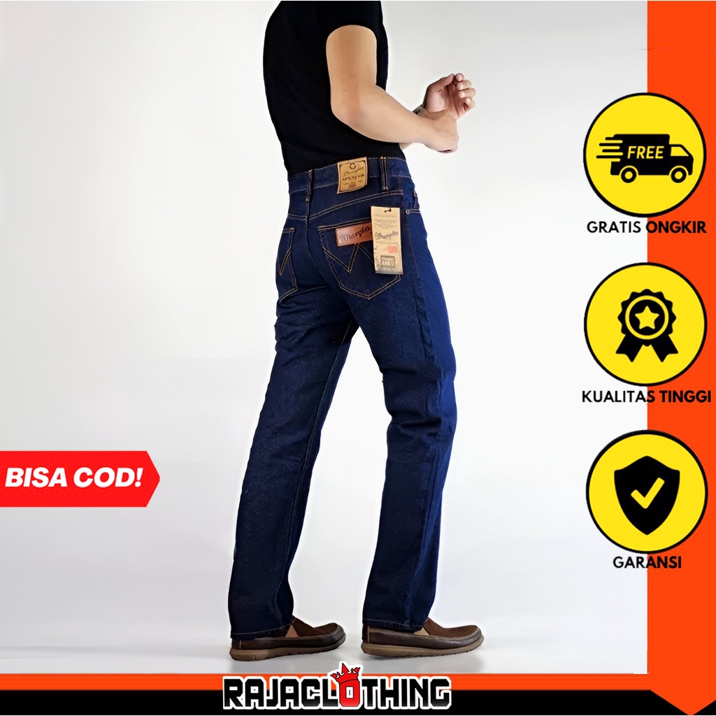 RCL - Celana Wrangl3r Reguler Celana Jeans Standar Pria Blue Navy / Celana Jeans Pria Wrangl3r Standar /Jeans Standar Pria Ukuran 28 - 38