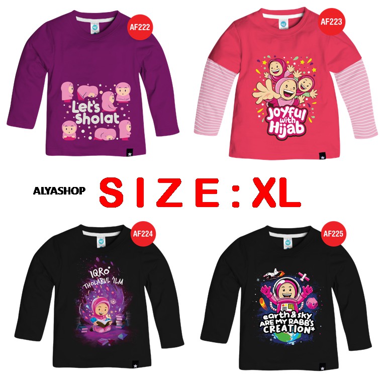 PROMO Kaos Afrakids Lengan Panjang - Kaos Anak Muslim SIZE XL (untuk size S, M, L &amp; XXL ada di etalase yang berbeda)