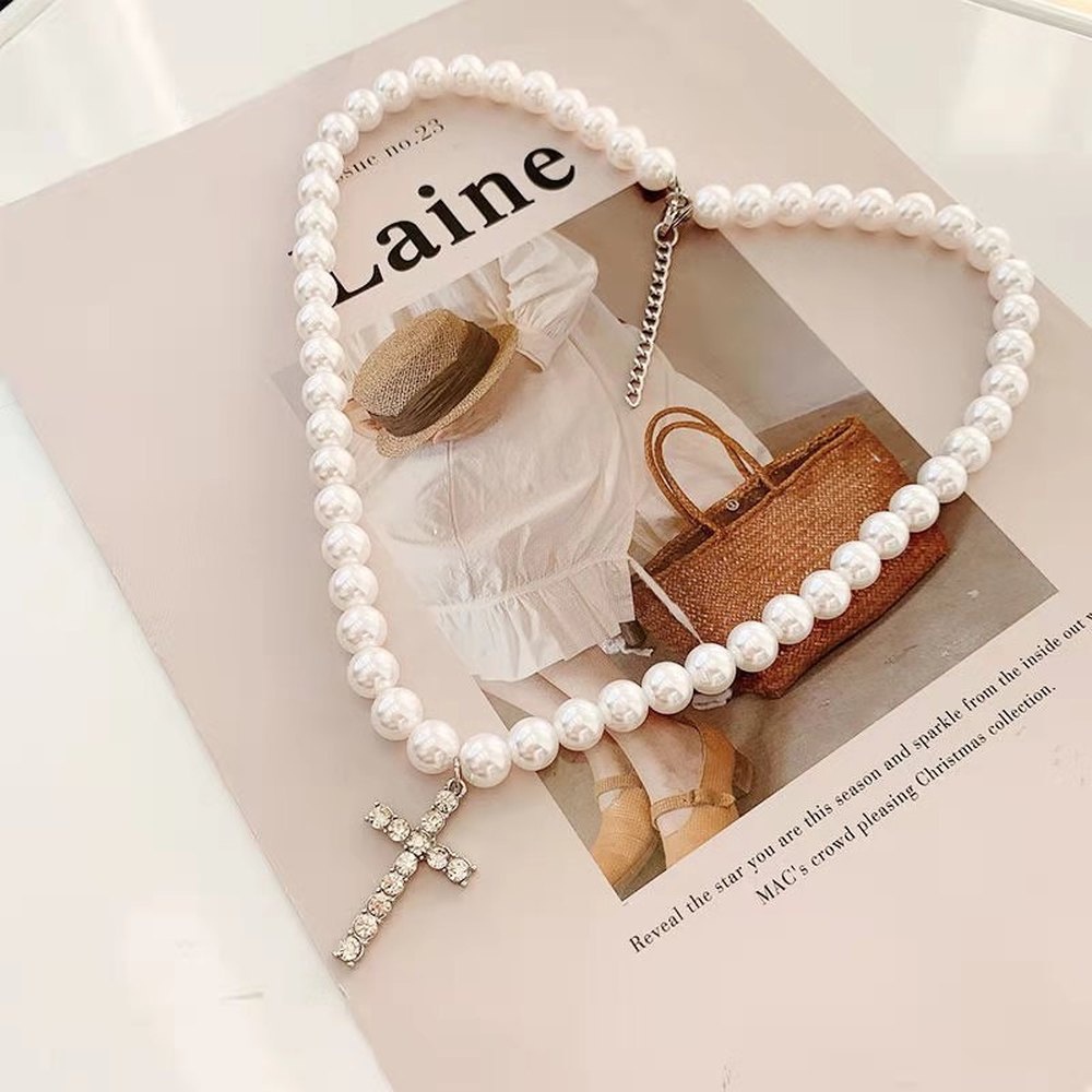 Kalung Handmade Model Single Layer Aksen Mutiara Imitasi Untuk Wanita