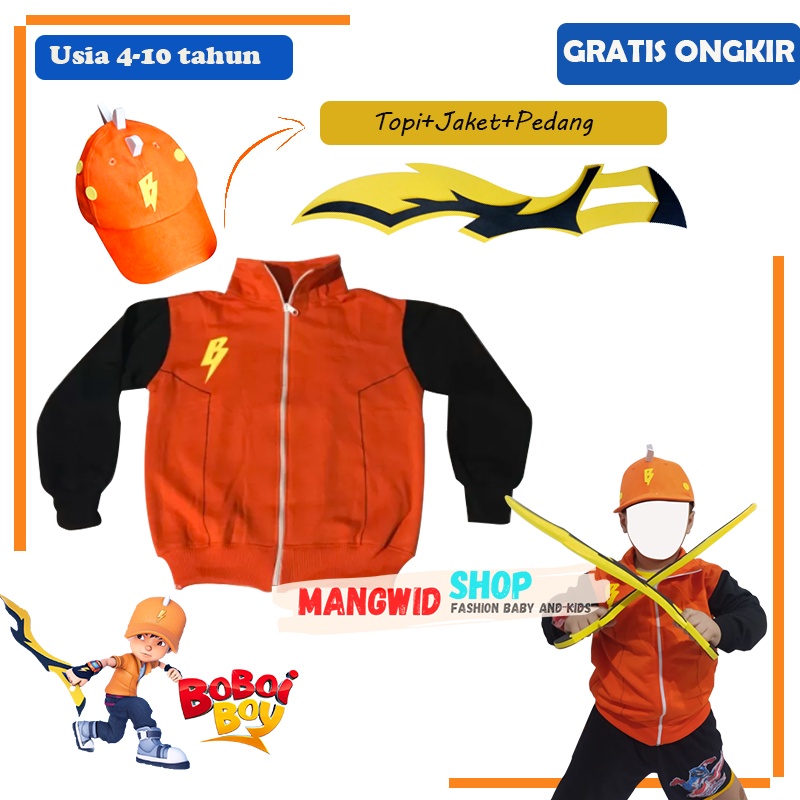BAJU SETELAN KOSTUM JAKET SWEATER + TOPI + MAINAN PEDANG + GELANG BOY BOBOIBOY GALAXY ANAK LAKI LAKI