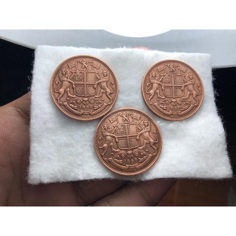 Koin Inggris India Timur One Quarter Anna 1858