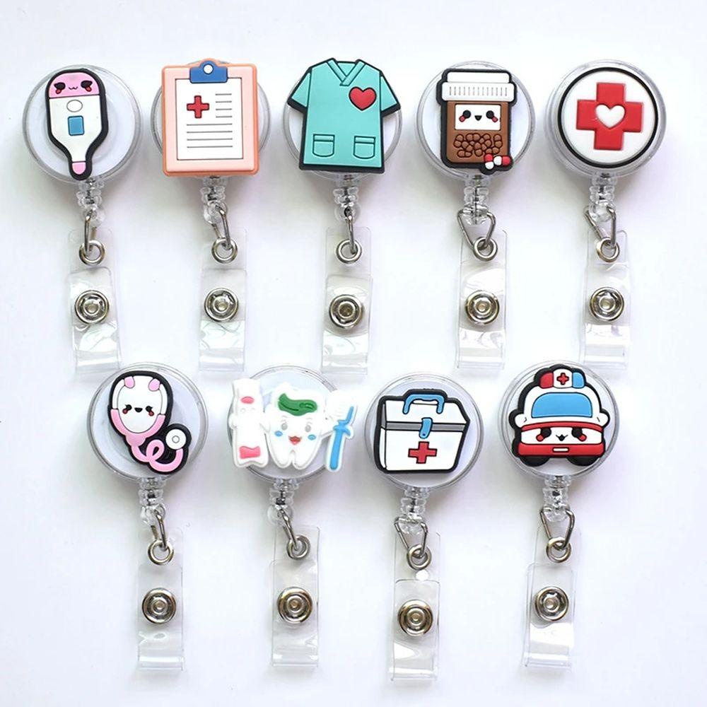 Quinton Retractable Badge Reel Perlengkapan Kantor Perlengkapan Sekolah Kartu Kerja Klip Perawat Dokter Siswa Kartu Nama Card Holder Rumah Sakit Badge Holder