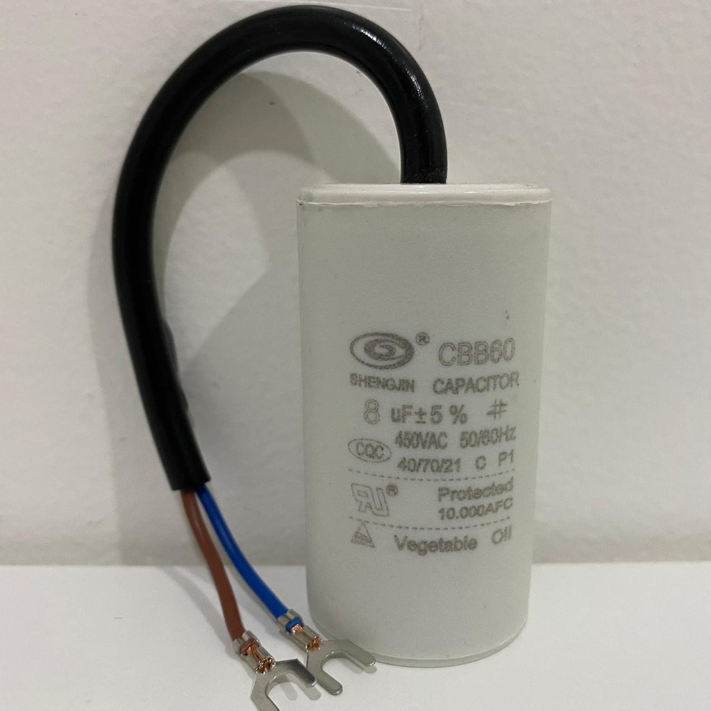 Kapasitor 8 uf 450V Bulat Kabel / Capacitor Pompa Air 8uf Bulat