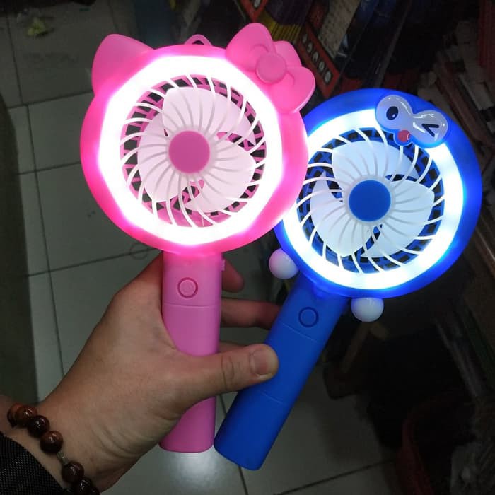 KIPAS TANGAN LAMPU LED MODEL KARAKTER MANTUL MURAH MERIAH