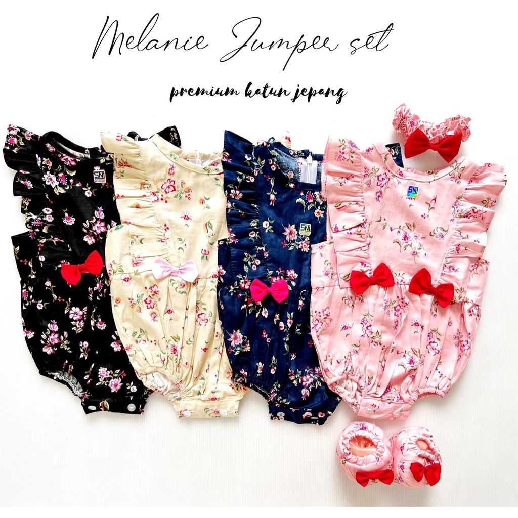 MELANIE / CLARA MICHA / TALITHA GIANNA EMMA CHERRY jumper bayi perempuan Baju setelan jumper rok bunga bandana sepatu pergi lucu fashion anak bayi-6