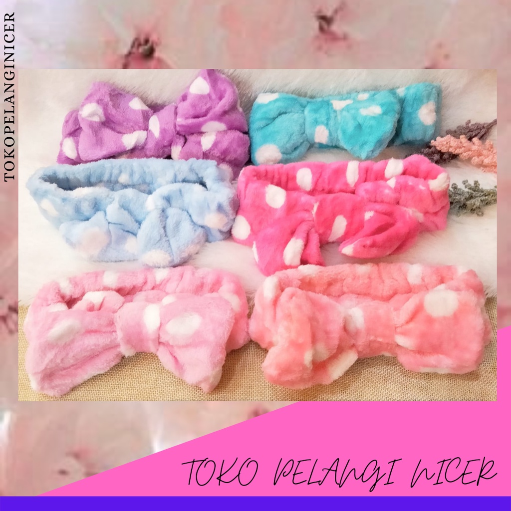 Bandana Handuk Pita Cuci Muka Korea Tokopelanginicer - Bando Pita - Bando Cibi Tebal Besar