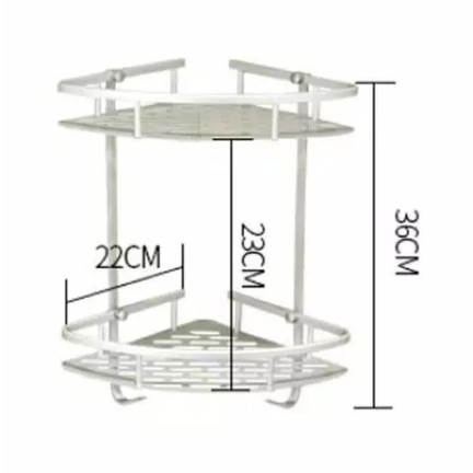 Rak dinding sudut aluminium 2 susun tingkat kamar mandi tidur dapur tamu serbaguna