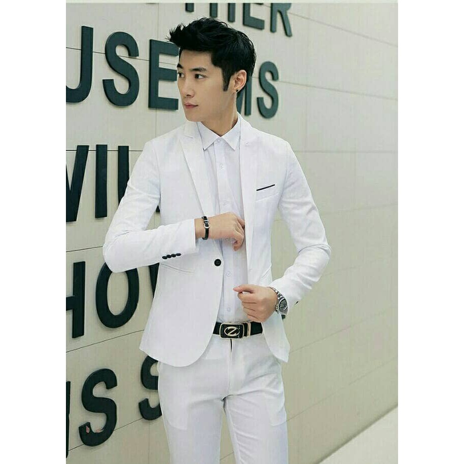 JaKet WArna COwOk JAman seKAranG jAS weddING BLAZer PengAnTiN priA jAS pUTIh hiTAm iMPorT R763C