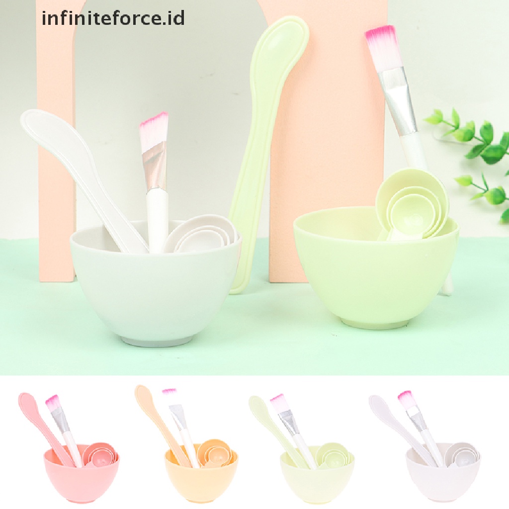 Infiniteforce.id 4pcs / Set Mangkuk + Brush + Sendok + Stik + Brush Untuk Masker Wajah Diy