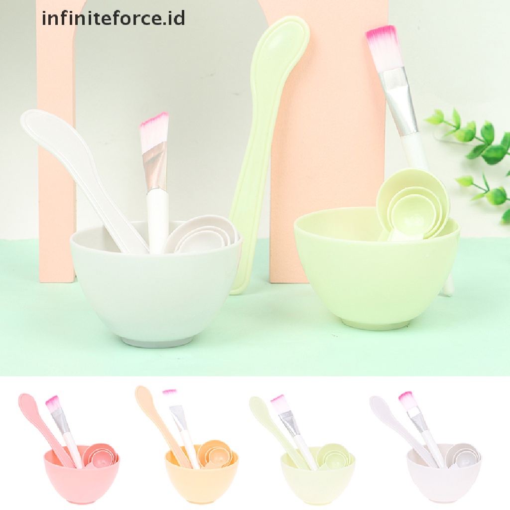 Infiniteforce.id 4pcs / Set Mangkuk + Brush + Sendok + Stik + Brush Untuk Masker Wajah Diy