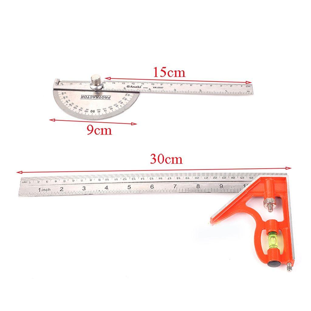 Lanfy Penggaris Siku Tukang Kayu Woodworking Quality T-rulers Combination Squares Metric/Inch Alat Ukur Kombinasi Waterpas