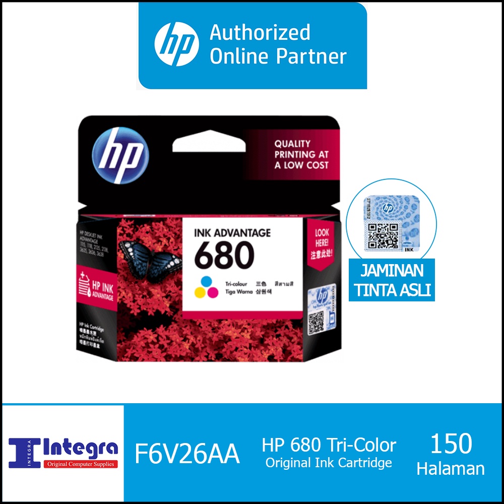 Tinta HP 680 Colour Original Cartridge - F6V26AA DeskJet 2135 2677 5276