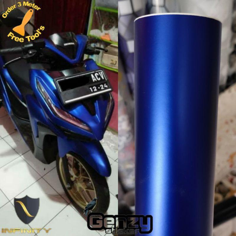 Stiker Skotlet Motor Biru Metalik Doff Skotlet Biru Chrome Matt Stiker Motor Shopee Indonesia