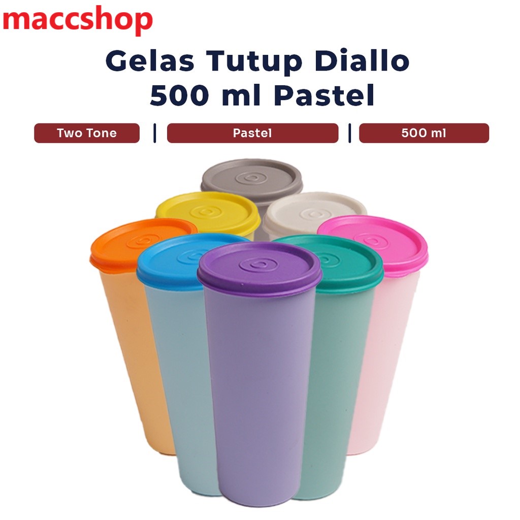 Gelas Tutup Plastik Warna Tumble Tumbler 500ml - TANAKA ORIGINAL - cocok utk souvenir