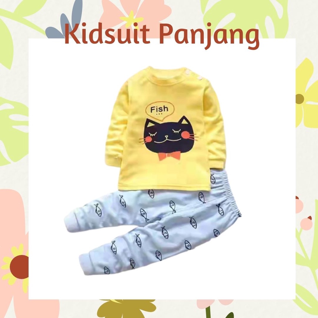 Plazababyku KIDS SUIT PANJANG H5 Setelan Anak Bahan Kaos Lengan + Celana Berkualitas Import NEW4