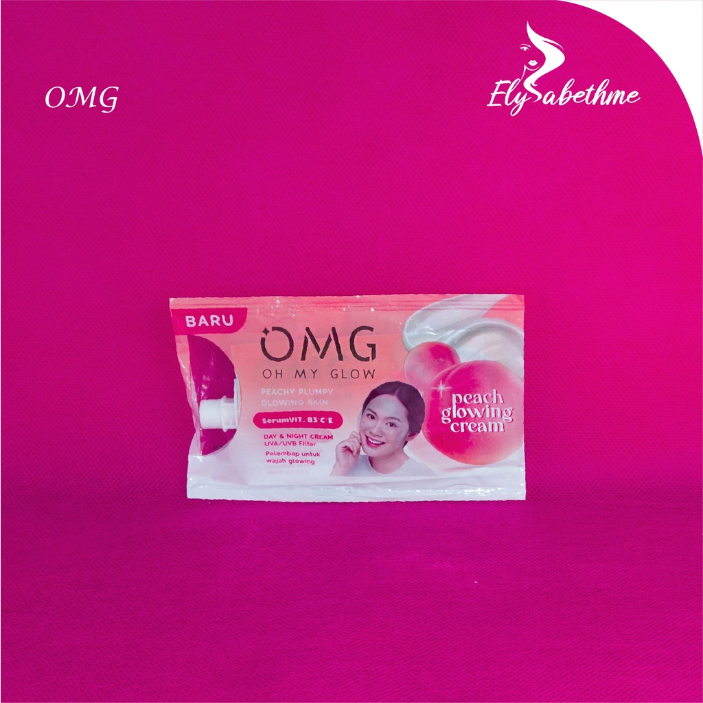 ✿ELYSABETHME✿ OMG Cream peach glowing oh my glam krim pencerah pemutih kulit traveling pria wanita