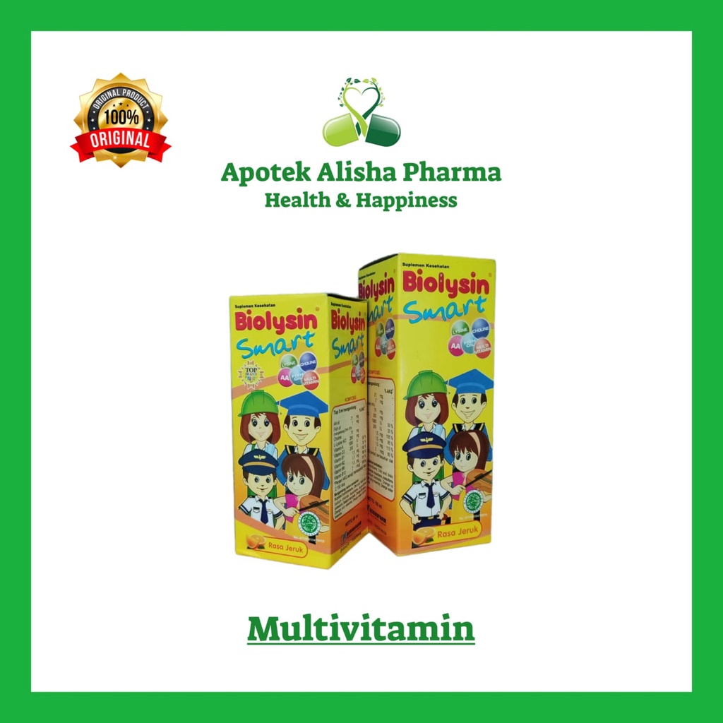 BIOLYSIN SMART SIRUP - Biolisin Smart Syrup / Multivitamin Untuk Kecerdasan Otak / Menambah Nafsu Makan / Daya Tahan Tubuh Anak