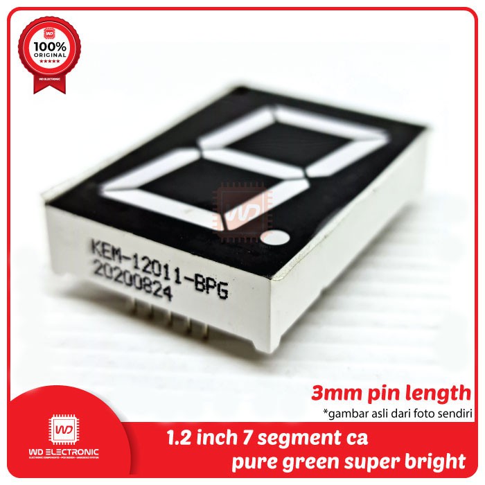 LED 7 Segment 1.2 inch ca super bright kem original segment pertamini