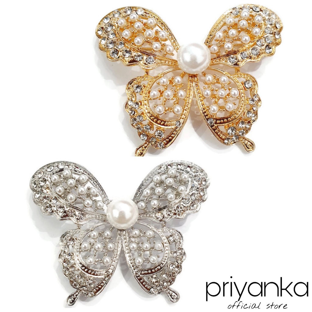 Korea High-end Mutiara Oval Berlian Imitasi Bros Perhiasan Populer