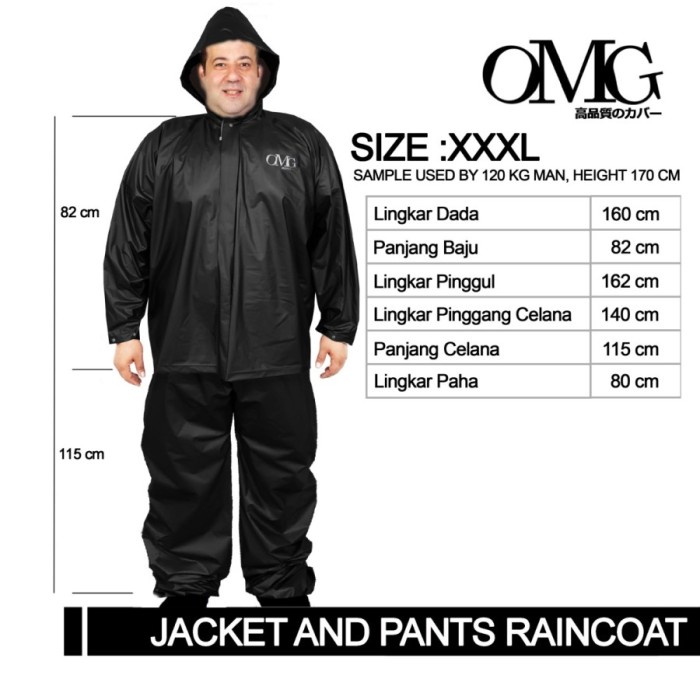 JAS HUJAN JUMBO XXXL OMG JAKET CELANA / JAS HUJAN MERK OMG JUMBO XXXL