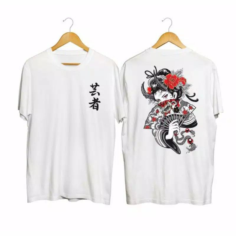 KAOS PRIA DISTRO CATTON COMBAD 30s / BAJU DISTRO / KAOS COWOK  / BAJU KAOS SAMURAI DISTRO TERBARU BAJU KAOS SAMURAI GEISHA PUTIH KAOS SURAI JEPANG/KAOS PUTIH MOTIF/BAJU KAOS ANIME