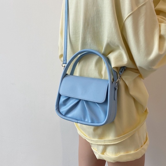 KOREAN CUTE MESSENGER BAG PASTEL COLOR / TAS SLING BAG FASHION LUCU / TAS SELEMPANG KOREA KULIT LEATHER / Hammock bag simple mini import