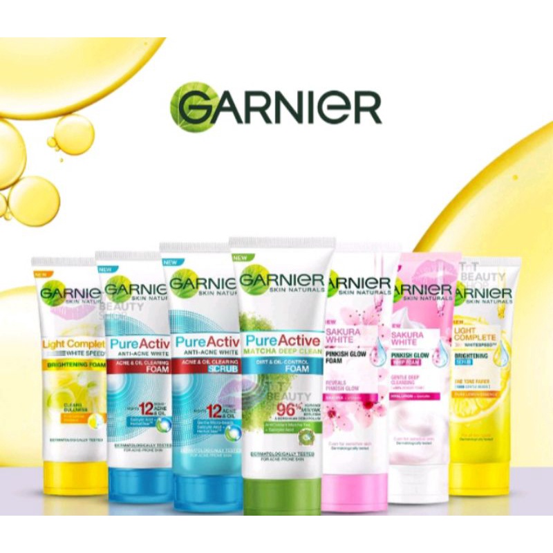 Garnier Facial Foam 100ml, Pure Active, Sakura White | Sabun Cuci Muka