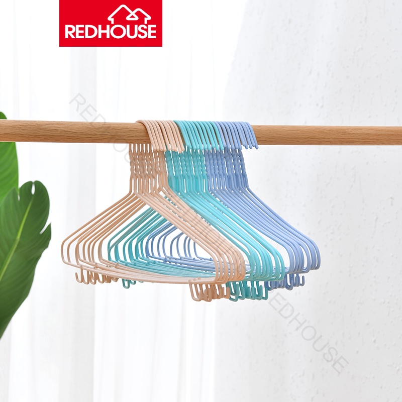 RED HOUSE GANTUNGAN BAJU/ HANGER KAWAT LAPIS PLASTIK ISI 10 Pcs