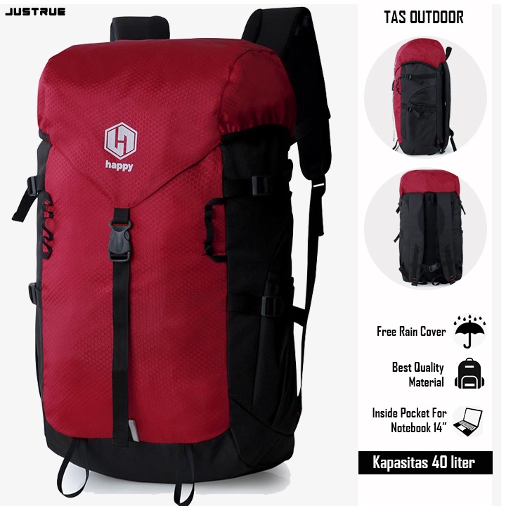 Tas Gunung Semi Carrier 40 Liter Tas Ransel Outdoor Pria 40L Merah 186